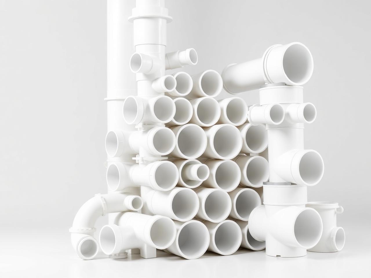 Tubos e conexões hidráulicas em PVC branco